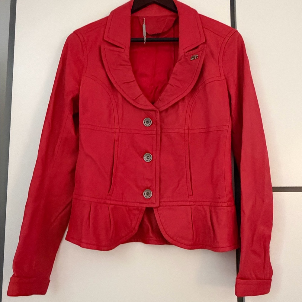 Miss Sixty Red Tailored Leather Peplum Jacket